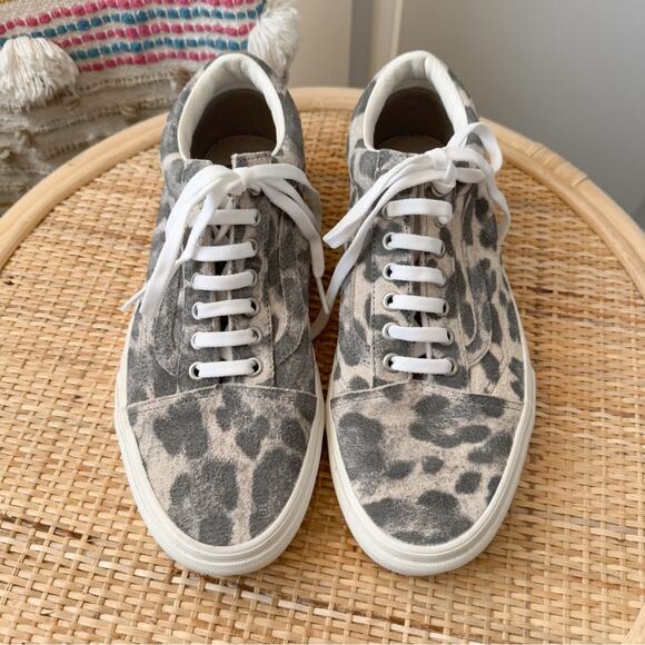 Vans Old Skool Hairy Suede Grey Leopard Animal Print Low Top Shoes Women’s 9.5 - Picture 3 of 9